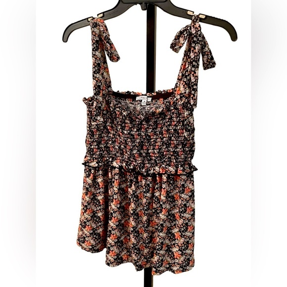 white birch Tops - White Birch babydoll tank with adjustable bow ties in flower pattern
